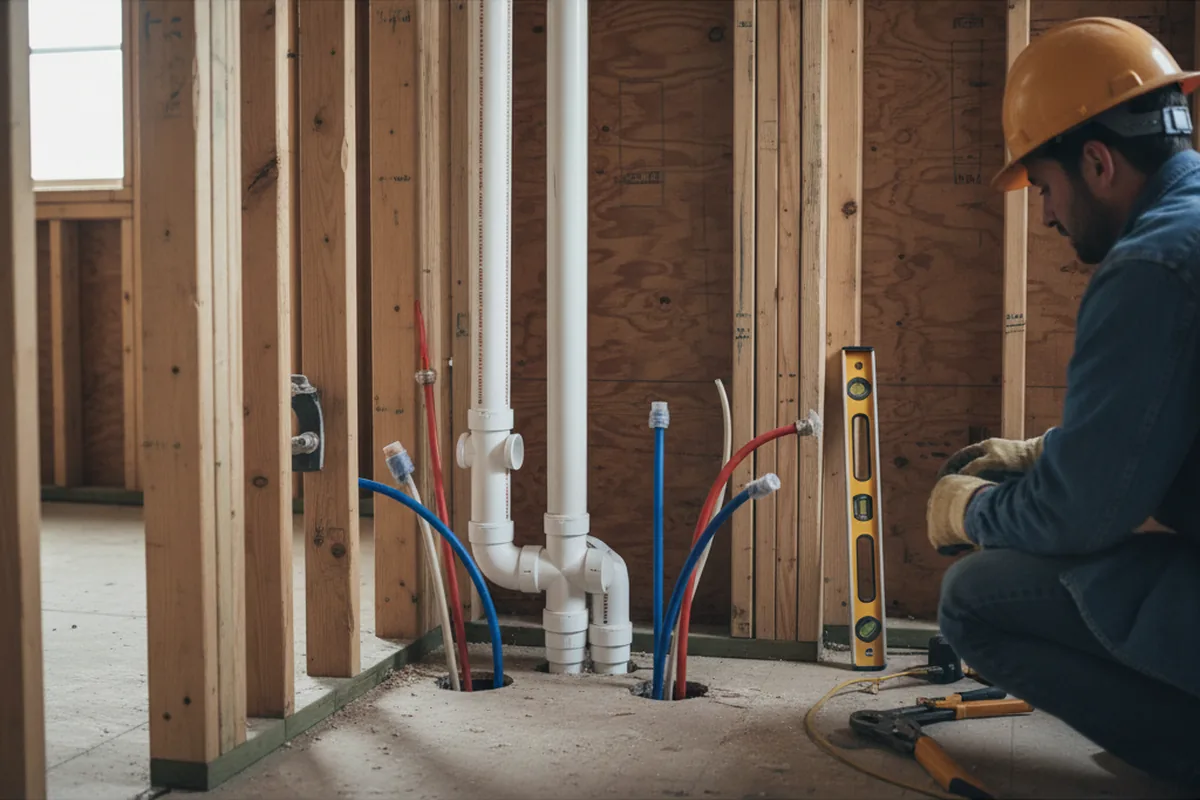 Drain and supply rough-in during Drain Cleaning in Hines