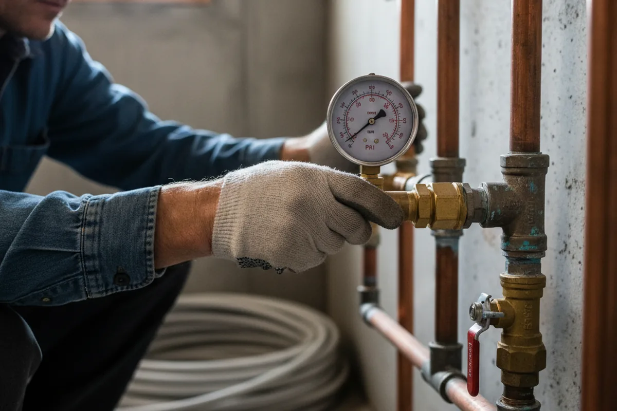 Pressure testing a repaired line during Water Line Repair in Hines